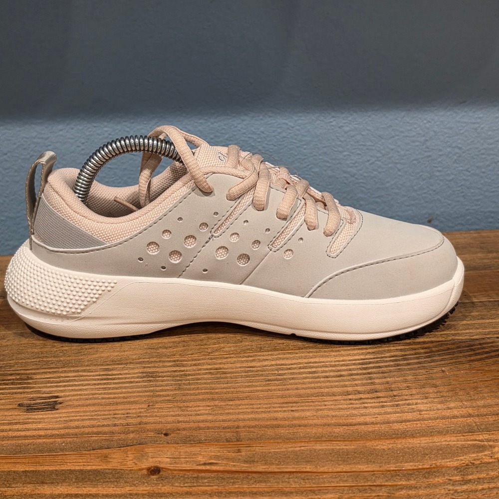 Crocs Womens On The Clock Work Sneaker Grey Pink Slip Resistant 209476-1FS Sz 5 - Picture 9 of 12